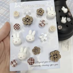 16Pcs/Set Miffy Rabbit Shoe Flower Kawaii Cartoon Detachable DIY Hole Shoe Accessories Gifts