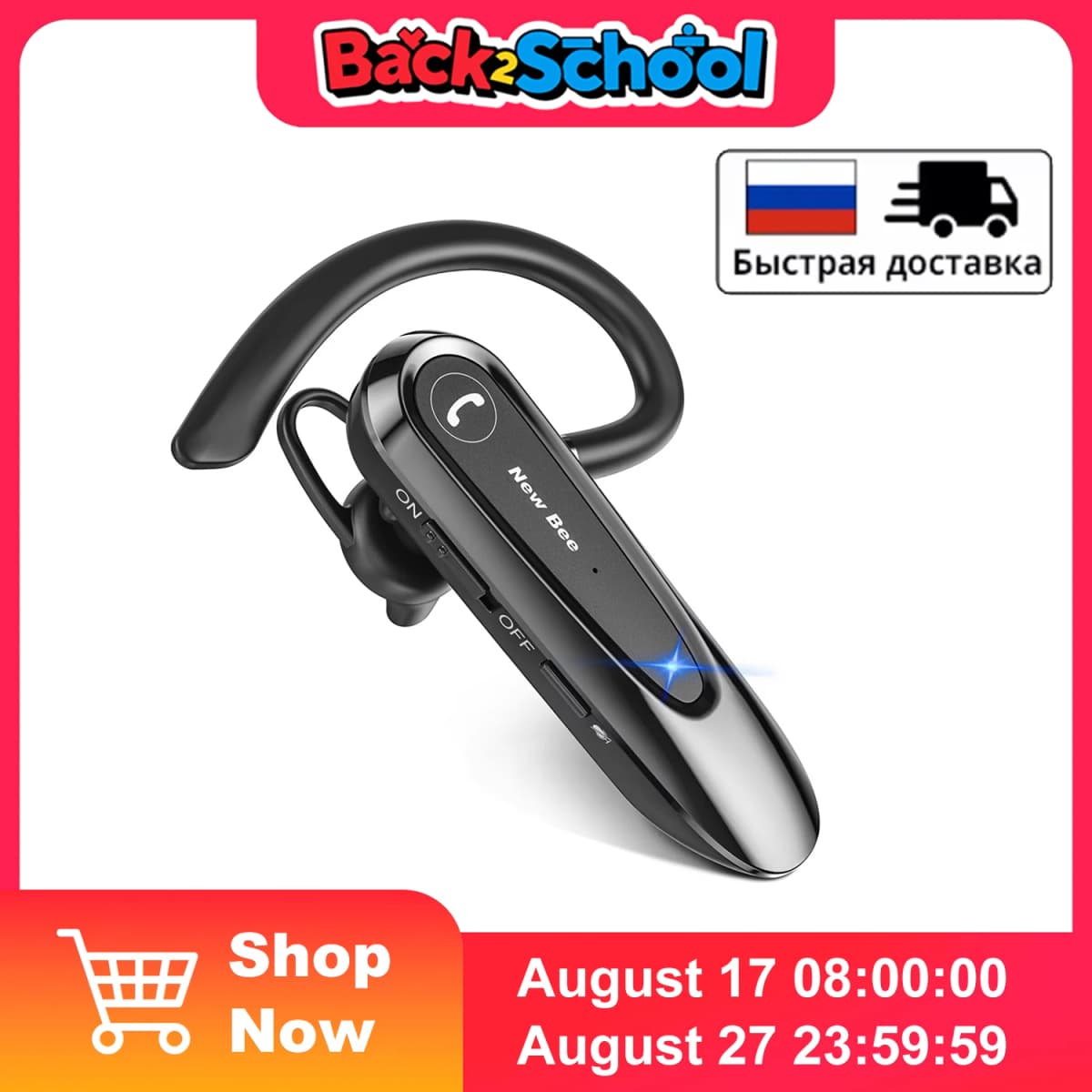 New Bee B45 B41 M52 Bluetooth Headset Wireless Earpiece Earphones Dual Mic Mute Handsfree Noise Reduction Business Driving