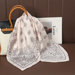 Luxury Print Satin Silk Square Scarf for Women Shawl Hijab Neckerchief Female Hair Ribbon Headband Fashion Wrap Bandana 2023 New