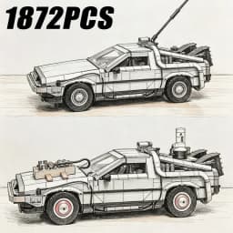 Technical 1872PCS Back to The Future Time Machines 1:8 Scale Race Car Kits With 2 Mini Figure MOC Collectible Assembly Car Model