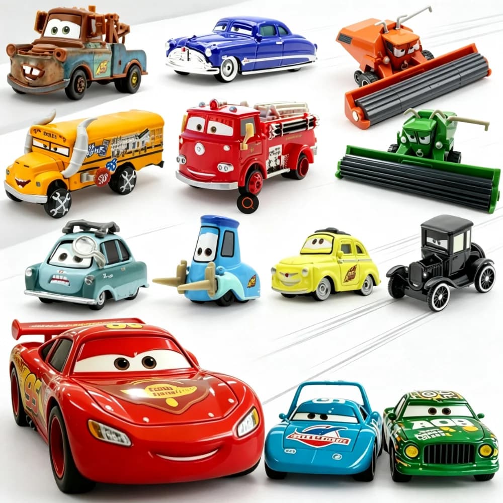@Pixar Cars Diecast Metal Alloy Model Car Lightning McQueen The King Frank Guido Luigi Movie Character Toy Car Collectible Gifts