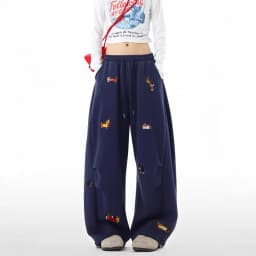Embroidery Sausage Dog Sweatpants Loose Casual Joggers Wide Leg Couple Streetwear Fun Fashion Comfortable Pants Baggy Sweatpants