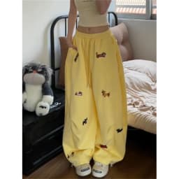 Embroidery Sausage Dog Sweatpants Loose Casual Joggers Wide Leg Couple Streetwear Fun Fashion Comfortable Pants Baggy Sweatpants
