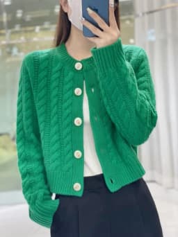 2023 autumn and winter new thick pure cashmere cardigan women's round neck twist coat knitted loose sweater