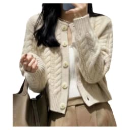 2023 autumn and winter new thick pure cashmere cardigan women's round neck twist coat knitted loose sweater
