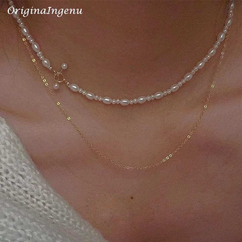 Natural Pearl Necklace 14K Gold Filled Handmade Pendants Vintage Jewelry Tarnish Resistant  Jewelry for Women