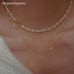 Natural Pearl Necklace 14K Gold Filled Handmade Pendants Vintage Jewelry Tarnish Resistant  Jewelry for Women