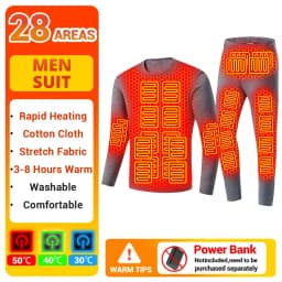 Men's Heated Thermal Underwear Set Women Winter Outdoor Sports Underwear 28 Heating Areas Heated Shirt Pant USB Electric Heating
