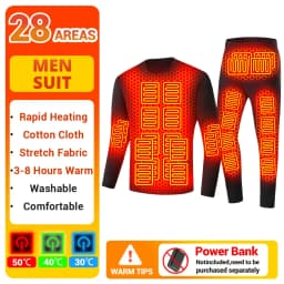 Men's Heated Thermal Underwear Set Women Winter Outdoor Sports Underwear 28 Heating Areas Heated Shirt Pant USB Electric Heating