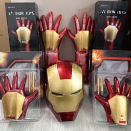 Hot Iron Man Helmet Cosplay 1:1 Light Led Wearable Mask Gloves Glowing Eyes Adult Child PVC Action Figure Toys Christmas Present