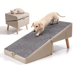 Dog Ramp for Couch Bed, 2-in-1 Dog Stairs for Small and Medium Dogs Cats, 16'' Indoor Pet Ramp with 23Gentle Slope, Non-Slip Fe