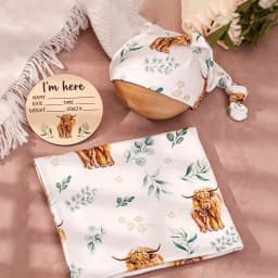 Ylsteed Newborn Photography Cow Swaddle Blanket With Knot Hat Set Soft Infant Photography Wrap Baby Shower Birth Announcement-HD