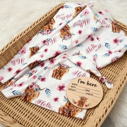 Ylsteed Newborn Photography Cow Swaddle Blanket With Knot Hat Set Soft Infant Photography Wrap Baby Shower Birth Announcement-HD