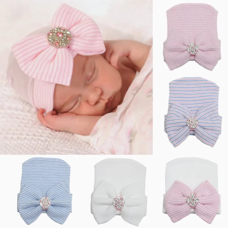 Infant Baby Beanie Caps Hat Boys Girls Toddler Cotton Bowknot Newborn Comfy Soft Hospital Cap