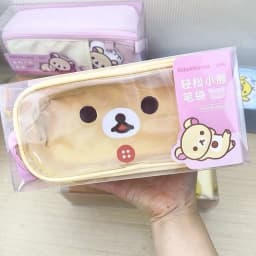 Japan Anime Rilakkuma Brown Pvc Transparent Waterproof Pencil Case Pencil Eraser Compartmentalized Storage Friend's Holiday Gift