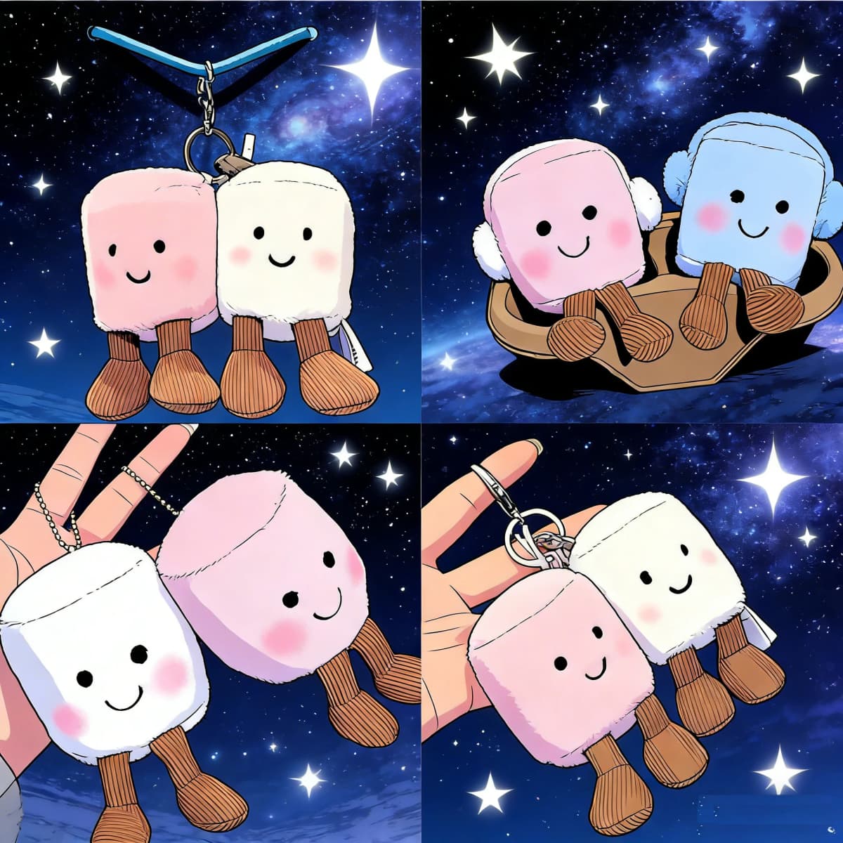 Multiplestyles Plush Cotton Cat Candy Two Tone Cute Soft Two Tone Keychain Bag Pendant Plush Bag And Car Decoration Holiday Gift