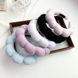 2024 Fashion Sponge Headband for Women Girls Puffy Hair Band Makeup Bubble Retro Terry Cloth Headbands Hair Accessories Headwear