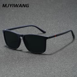 Mjyiwang Men Matte Square Polarized Sunglasses UV400 Blue Mirror Lens Anti Glare Driving Fishing Travel Outdoor Eyewear