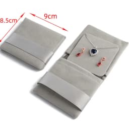 New Velvet Jewelry Storage Bag Knitted Fabric Flip Ribbon for Earrings Necklace Square Socket Gifts Thicken Packaging Wholesale