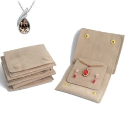New Velvet Jewelry Storage Bag Knitted Fabric Flip Ribbon for Earrings Necklace Square Socket Gifts Thicken Packaging Wholesale
