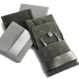 New Velvet Jewelry Storage Bag Knitted Fabric Flip Ribbon for Earrings Necklace Square Socket Gifts Thicken Packaging Wholesale