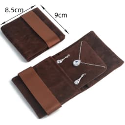 New Velvet Jewelry Storage Bag Knitted Fabric Flip Ribbon for Earrings Necklace Square Socket Gifts Thicken Packaging Wholesale