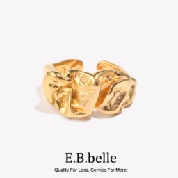 E.B.belle In Abstract Artistic Irregular Design Open Size Index Gold Plated Rings For Women Tarnish Free Stainless Steel Jewelry