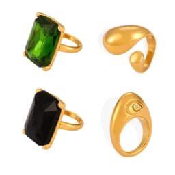316L Stainless Steel Chunky Rings For Women 18K Gold Plated Waterproof Non Tarnish Women's Big Zircon Ring Luxury Woman Jewelry