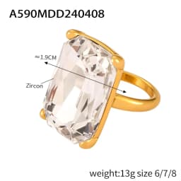 316L Stainless Steel Chunky Rings For Women 18K Gold Plated Waterproof Non Tarnish Women's Big Zircon Ring Luxury Woman Jewelry