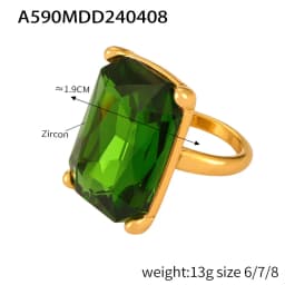 316L Stainless Steel Chunky Rings For Women 18K Gold Plated Waterproof Non Tarnish Women's Big Zircon Ring Luxury Woman Jewelry