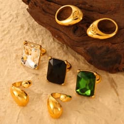 316L Stainless Steel Chunky Rings For Women 18K Gold Plated Waterproof Non Tarnish Women's Big Zircon Ring Luxury Woman Jewelry