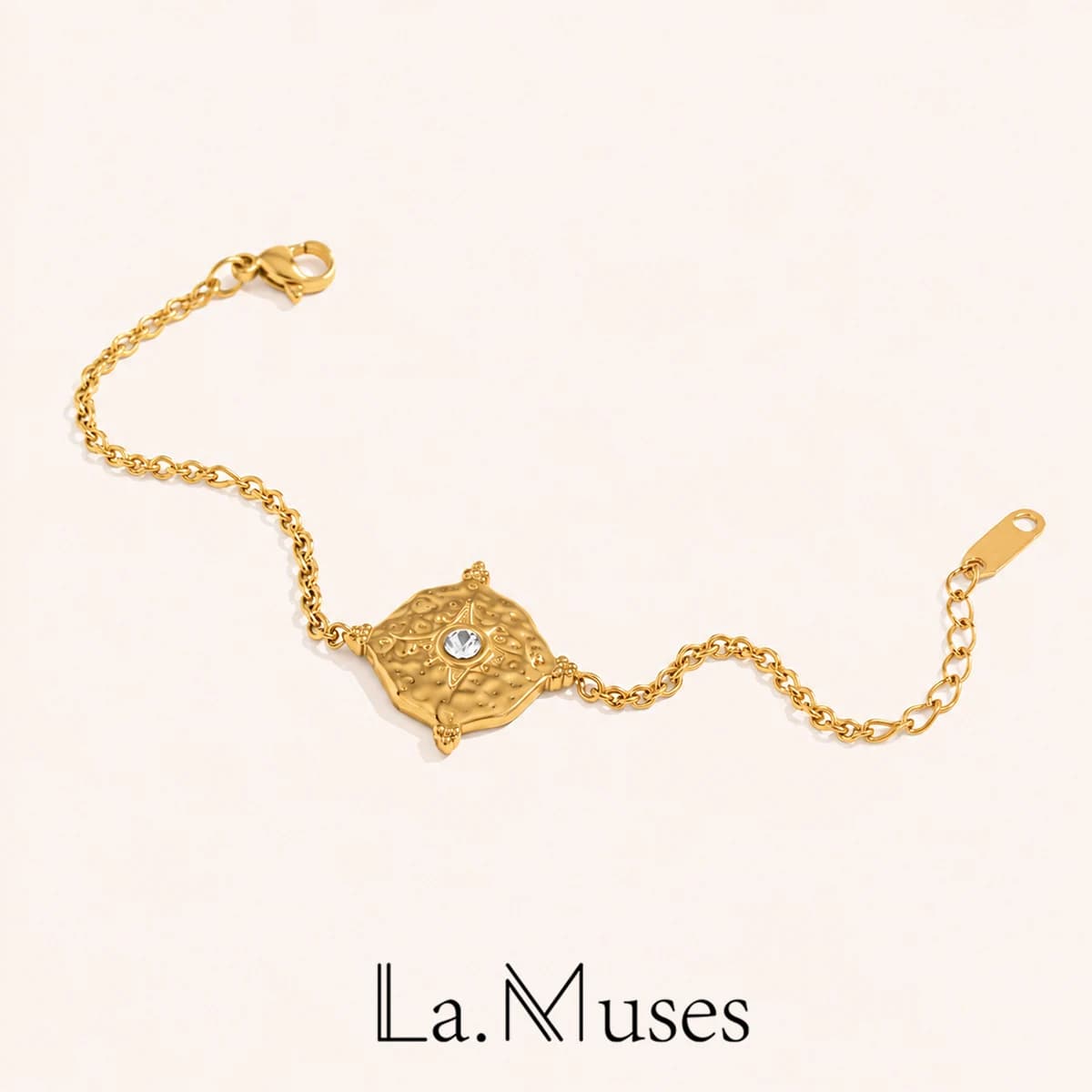 La.Muses Retro Octagonal Star Disc Stainless Steel Bracelet Women's Fashion Waterproof Daily Jewelry Accessories