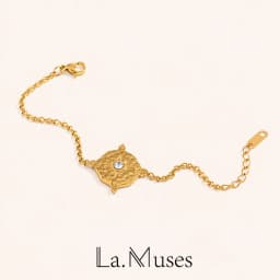 La.Muses Retro Octagonal Star Disc Stainless Steel Bracelet Women's Fashion Waterproof Daily Jewelry Accessories