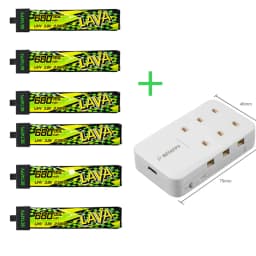 BETAFPV LAVA II 1S 680mAh Battery ForAir75, Meteor75 Pro Whoop Drone FPV For 6 Ports 1S Battery Charger & Adapter