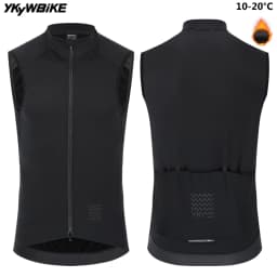 YKYWBIKE Cycling Gilet Bicycle Vest Thermal Winter Windproof 2 Way Zippers Road Bike Anti-Splash Cycling Windbreaker