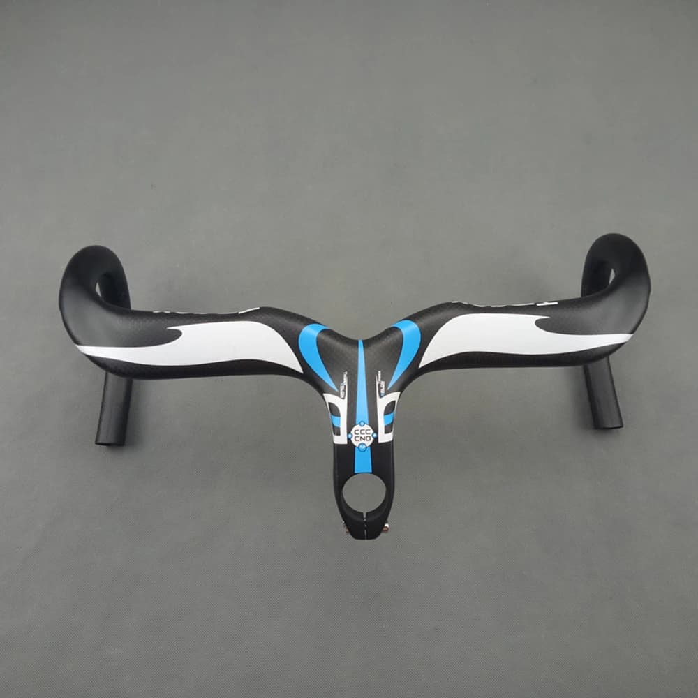 Integrated Bicycle Handlebar with Carbon Rod, 75mm Drop, 130mm, 400, 420/440x90, 100, 110, 120mm