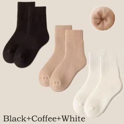 3 Pairs Winter Warm Cashmere Wool Socks Women Markron Thicken Snow Boot Socks Warm Plush Hairy Soft Mid Tube Floor Sleep Socks