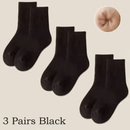 3 Pairs Winter Warm Cashmere Wool Socks Women Markron Thicken Snow Boot Socks Warm Plush Hairy Soft Mid Tube Floor Sleep Socks