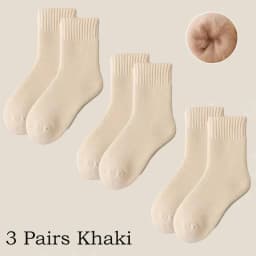 3 Pairs Winter Warm Cashmere Wool Socks Women Markron Thicken Snow Boot Socks Warm Plush Hairy Soft Mid Tube Floor Sleep Socks