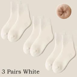3 Pairs Winter Warm Cashmere Wool Socks Women Markron Thicken Snow Boot Socks Warm Plush Hairy Soft Mid Tube Floor Sleep Socks