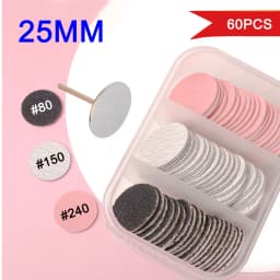 60pcs Replaceable Sanding Paper With Metal Disk,25mm Pink Pedicure Nail Bit Sandpaper Foot Care Tool Accessories
