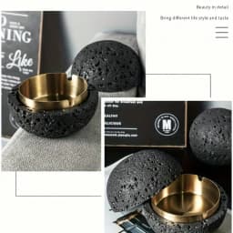 Nordic Industrial Minimalist Concrete Ashtray, Artisan-Made Natural Texture, Removable Stainless Steel Bowl & Anti-Fly Ash Lid