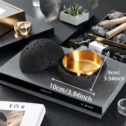 Nordic Industrial Minimalist Concrete Ashtray, Artisan-Made Natural Texture, Removable Stainless Steel Bowl & Anti-Fly Ash Lid