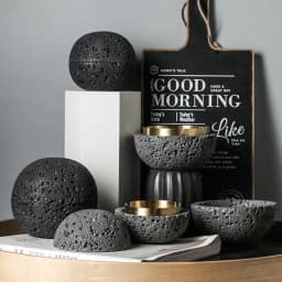 Nordic Industrial Minimalist Concrete Ashtray, Artisan-Made Natural Texture, Removable Stainless Steel Bowl & Anti-Fly Ash Lid