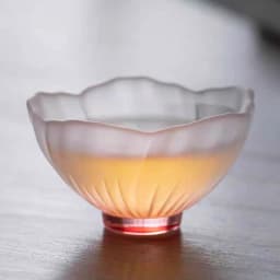 4 Pieces Glazed Glass Frosted Pink Sakura Japanese Teacup, Pink Glazed Lady, Household Flower Teacup, Tea Cup, Petal Cup