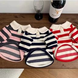Striped Pet Dog Clothes POLO Shirt Preppy Lapel Puppy T-Shirt Soft Apparel for Small Dogs Yorkie Bichon Poodle Pomeranian Cat