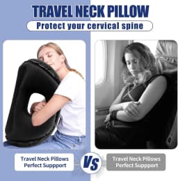 Inflatable Travel Pillows for Airplanes, Blow Up Travel Pillow for Train Office Car with Chin and Neck Support for Sleep Support