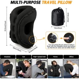 Inflatable Travel Pillows for Airplanes, Blow Up Travel Pillow for Train Office Car with Chin and Neck Support for Sleep Support