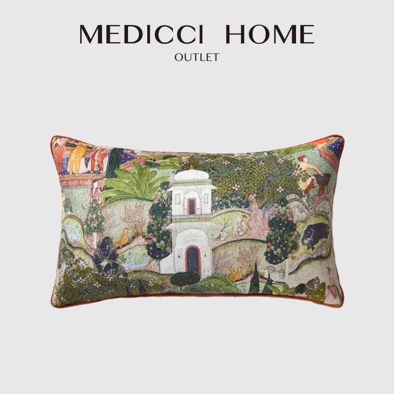 Medicci Home Toscana Garden Decorative Cushion Cover Luxurious Charm Of Italian Salon Retro Lumbar Pillow Case For Living Room