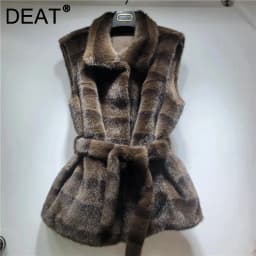 DEAT 2026 Autumn Winter New Warm Faux Mink Fashion Versatile Vest For Women Thickened Fur Sleeveless Coat Female 11A06784